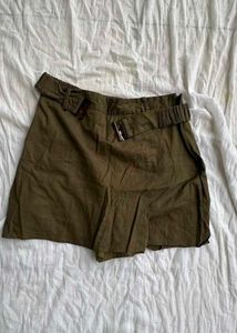 Olive Green Belted Shorts