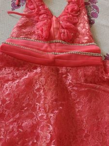 Cute Coral Lace Party Dress