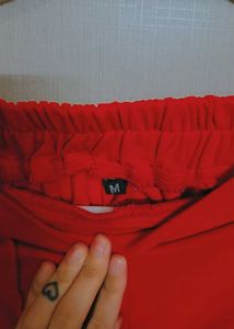 Vibrant Red Wide Leg Trousers