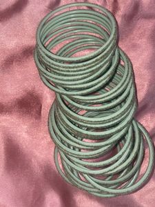 Sparkling Mint Green velvet Bangle Set of 35 bangl
