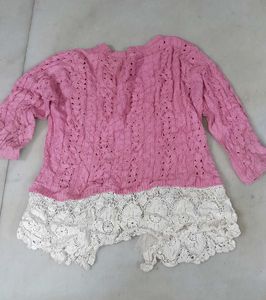 Chic Pink Lace Trim Cardigan