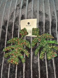 Unique Beaded Leaf Earrings Set