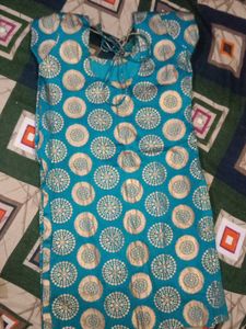 Beautiful Teal Kurta with Gold Print