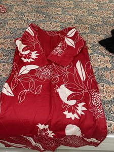 Red Pomegranate Print Kurta Set