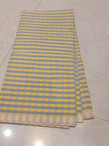 Yellow and Grey Striped Saree