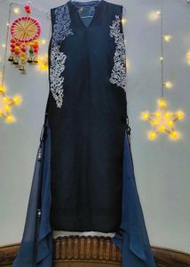 Chic Black Kurta with Draping