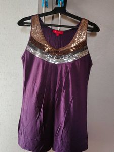 Sparkly Embellished Purple Tank Top