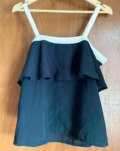 Chic Black Ruffle Tiered Top