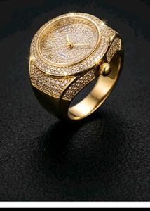 Gold-Tone Diamond Ring Watch