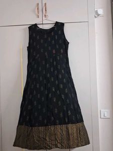 Elegant Black Printed Ethnic Gown