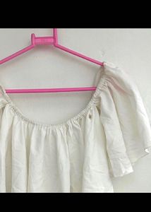 Berrylush White Bardot Top | Size Xs