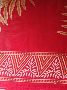 Vibrant Red Printed Pure Cotton Saree