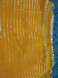 Yellow stripe Saree With Blouse Piece