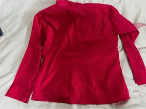 Vibrant Red Button-Up Blouse