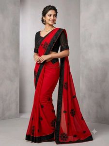 2 combo Embroidered Saree