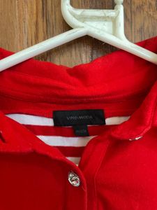 Red &amp; White Striped Polo Shirt