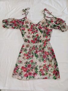 Floral Cold Shoulder Mini Dress