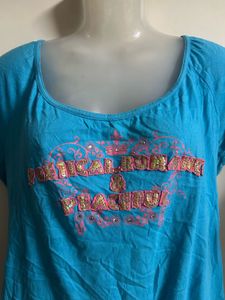 Blue T-Shirt with Glittery Print