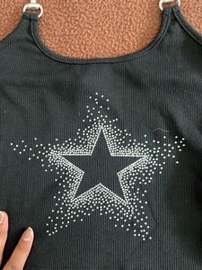 Rhinestone Star Halter Top