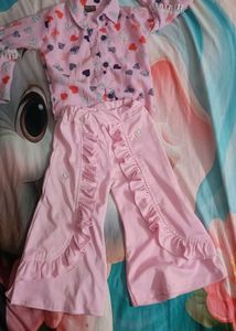 Cute Pink Girls Cotton Co-ord Set | Heart Print Sh