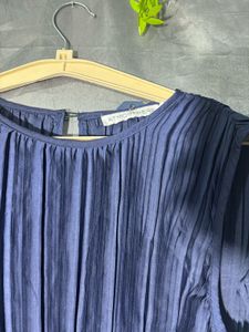 Elegant Navy Pleated Dress