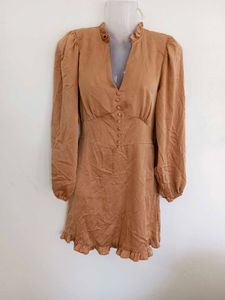 Button-Up Mini Dress with Ruffled Hem