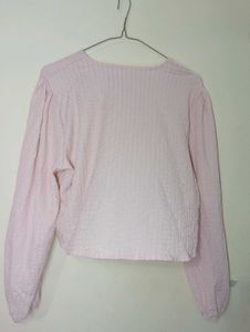 Savana Chic Pink Textured V-Neck Top