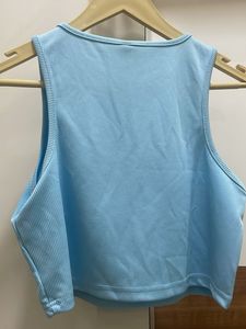 Light Blue Ribbed Cropped Tank Top