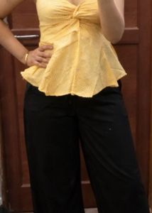 Chic Yellow Gingham Twist Top
