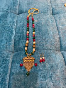 Traditional Peacock Necklace & Earrings Set