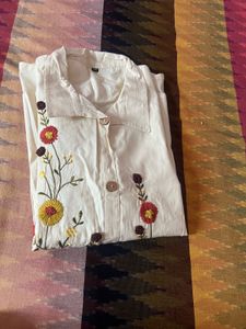 New Embroidered Cream Kurta