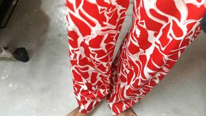 Vibrant Red &amp; White Printed Palazzos combo