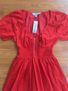 Vibrant Red Midi Dress