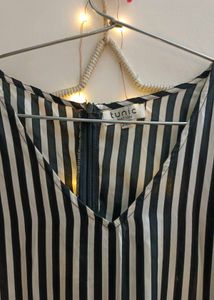 Black &amp; White Striped Jumpsuit For Women