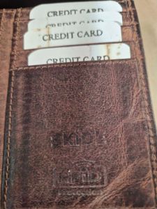 Brown Leather Wallet with Embossed Detail