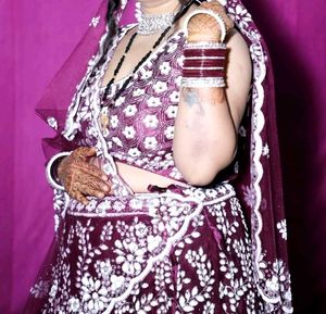 Elegant Embroidered Burgundy Lehenga