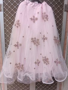 Baby Pink Peplum Top, Lahanga And Dupatta .
