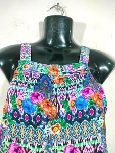 Multi Colour Floral Printed Dungrees (Girl's)