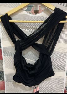 Black Halter Neck Crop Top