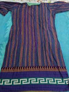 Purple Striped Cotton Kurta
