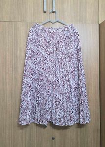 Floral Print Pleated Midi Skirt
