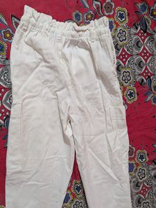 White Paperbag Waist Pants