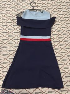 Navy Blue Off-Shoulder Dress