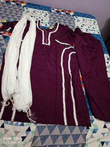 purple kurta set with lace work
