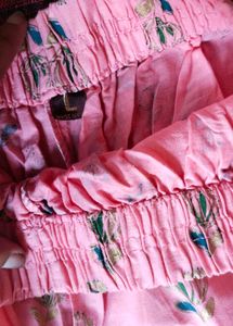 Teal Floral Kurta Set with Pink Bottom