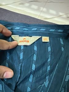 Teal Striped Kurta