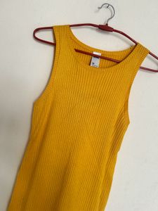 Vibrant Yellow Sleeveless Bodycon Dress