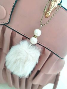 Fancy Hand /Shoulder Bag/Purse With Poppom &amp; Strap