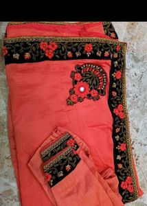 Stunning Embroidered Silk Saree with Blouse