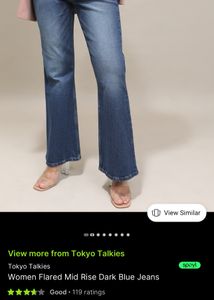 Women Flared Mid Rise dark Blue Jeans Size 28-30